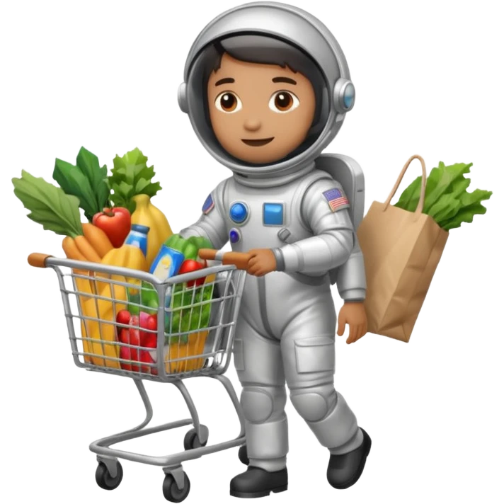 astronauta con carrito de supermercado emoji