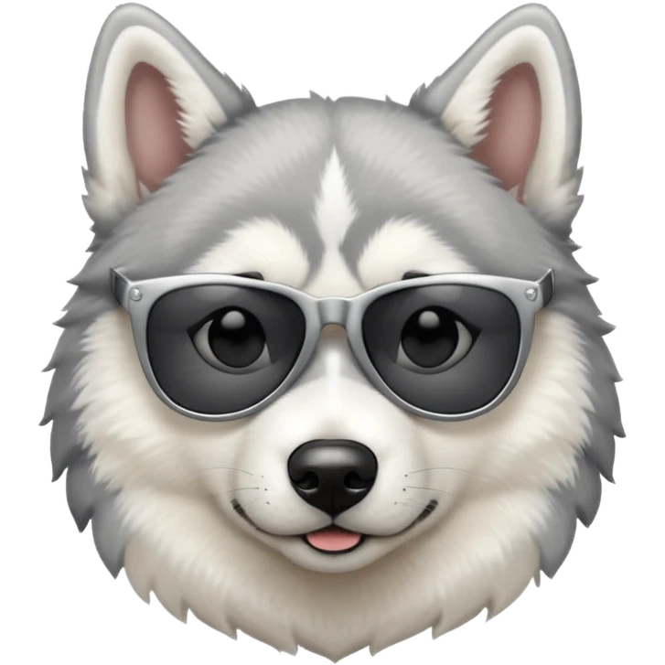 white/grey husky dog with black dark sunglasses emoji
