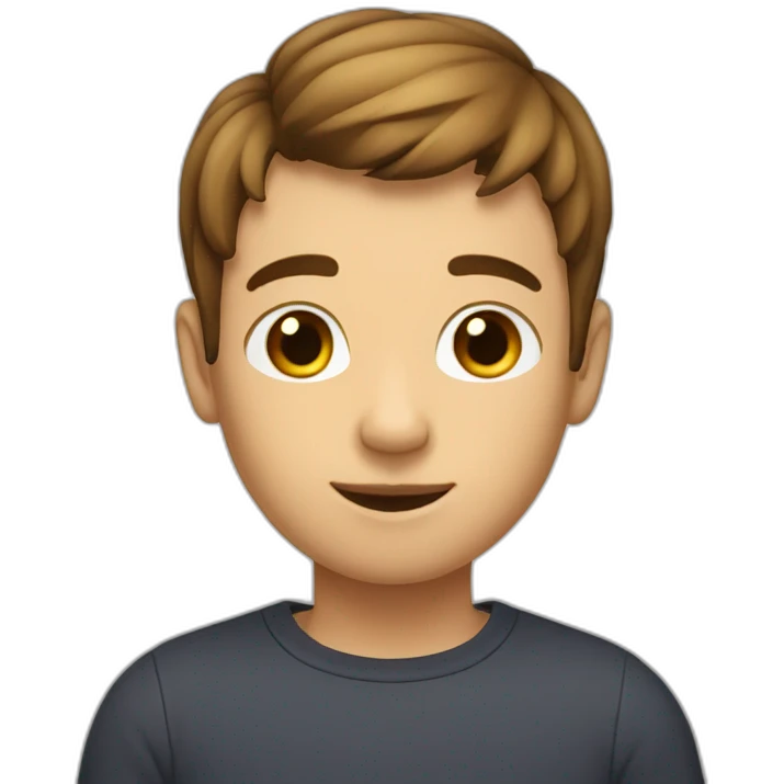 boy with short brown curtain hair cut and a square head emoji