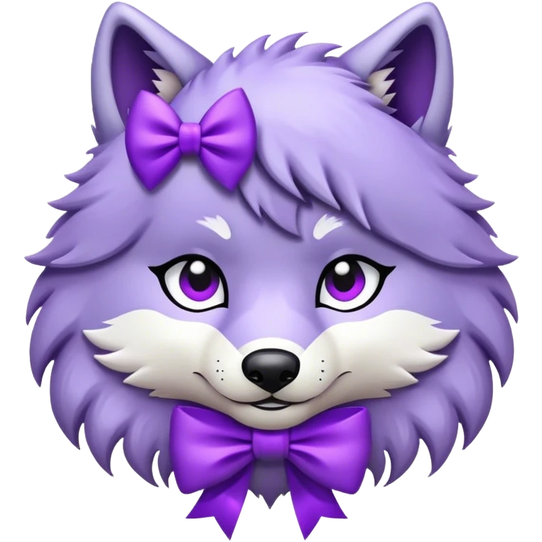 Wolf with purple bow emoji