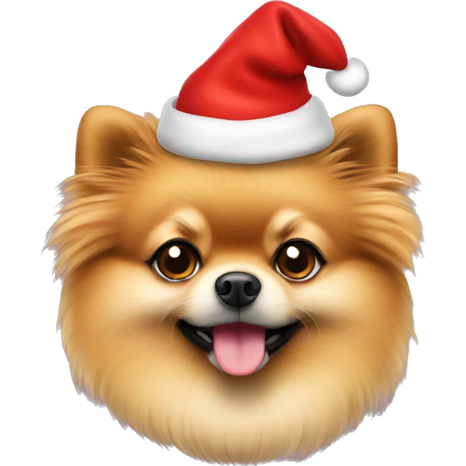 Pomeranian with christmas hat  emoji