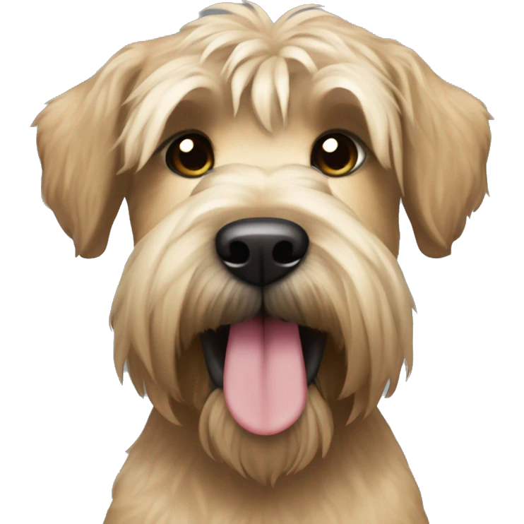 Wheaten terrier with long lighter color hair, darker color ears and black chin emoji