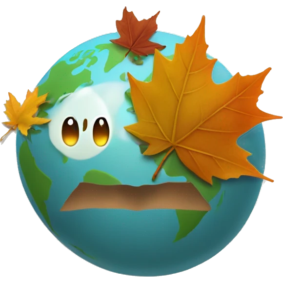 Autumn leafs with seasons and the world showing sadness for loosing someone. emoji
