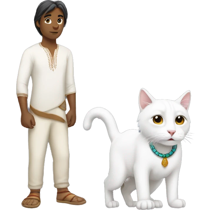 white cat and indian man  emoji