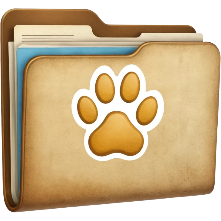 a folder of documents with a pawprint on it emoji