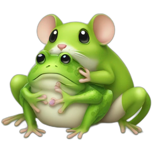 Mouse hugs frog emoji