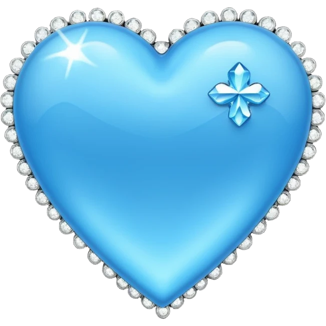 sky blue heart with bling effect emoji