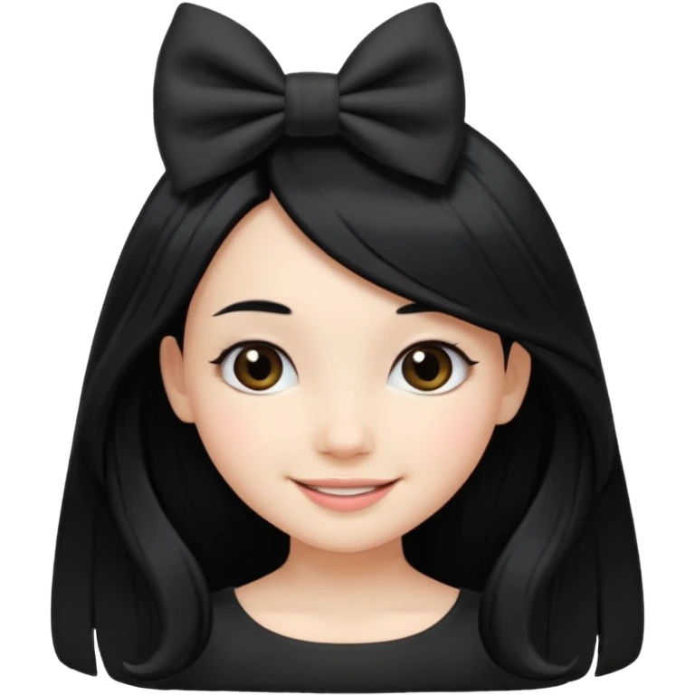 Chica con pelo largo negro con un lazo emoji