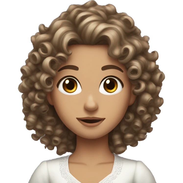 white princess curly brown hair beautiful eyes emoji
