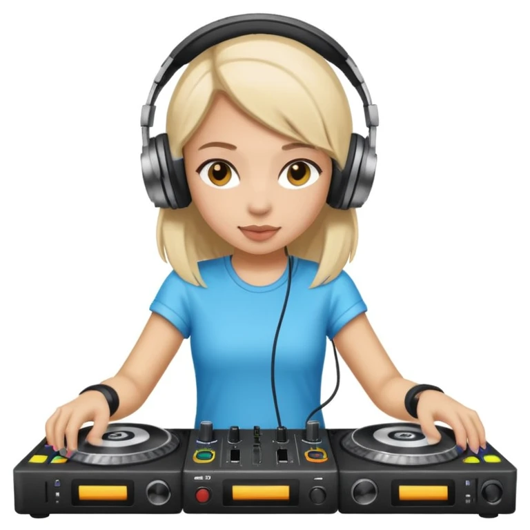girl playing DJ set emoji