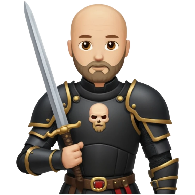 bald bearded  armed guards black armour emoji