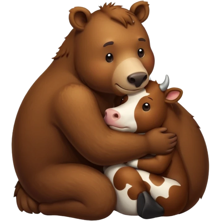 Brown bear hugging a cow emoji