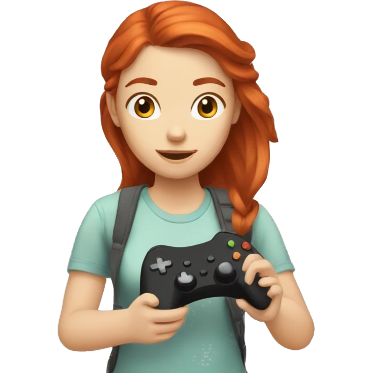redhead girl playing video games emoji