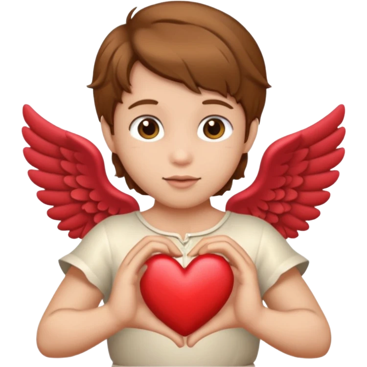 cupid hanging a heart with brown hair emoji