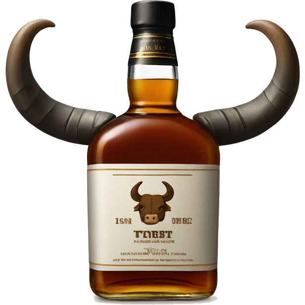 Bottle of whiskey with bull horns￼ emoji