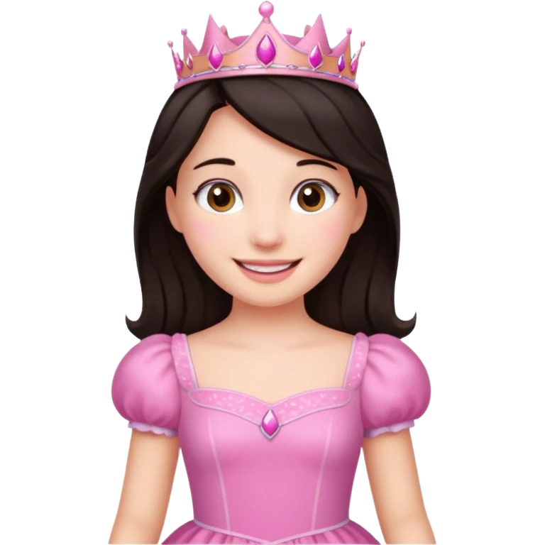 chica vestida de princesa con vestido rosa , piel blanca , pelo oscuro emoji
