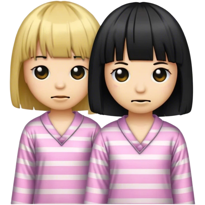 Emo emoji with a bob haircut and bangs, wearing pajamas emoji