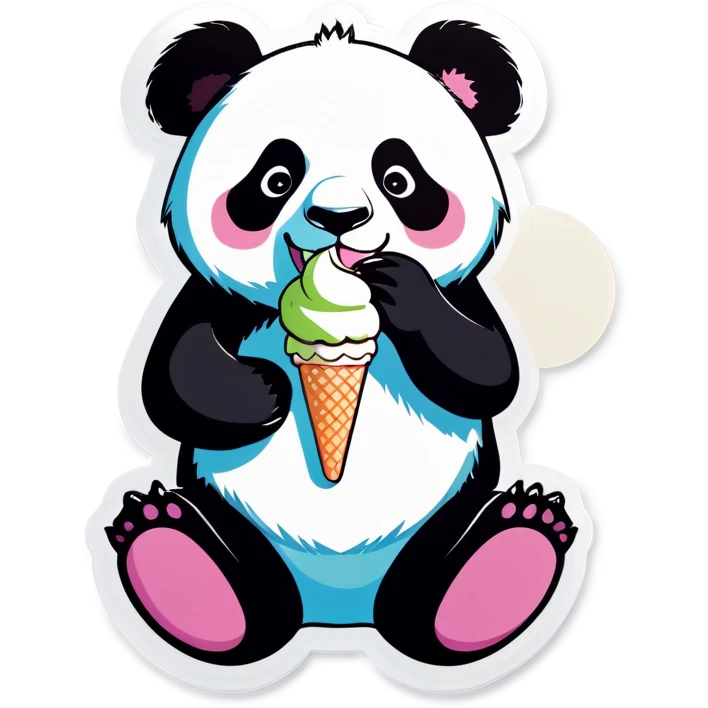 Panda eating ice cream emoji