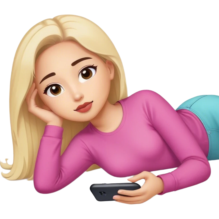 Girl laying down watching tik tok emoji