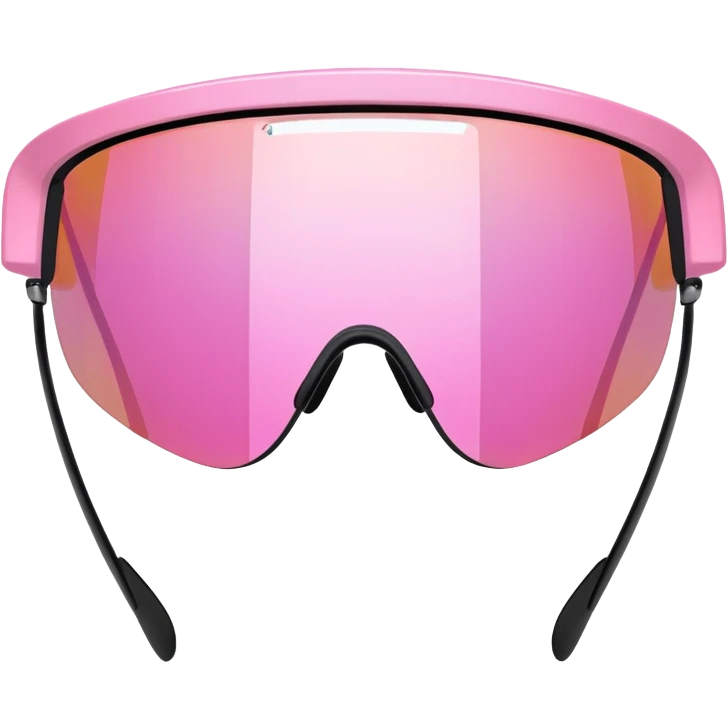 pink mirrored shield visor glasses with reflective surface, high fashion Y2K design emoji