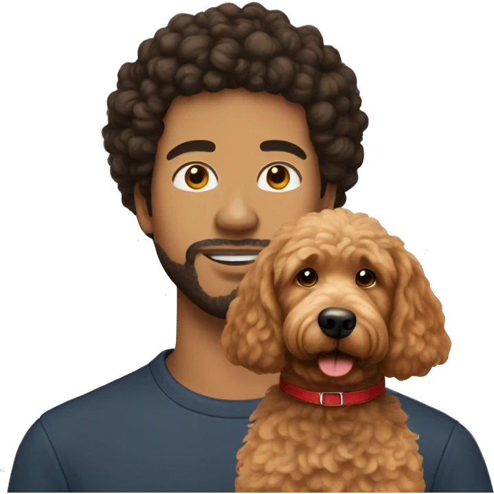 Lightskin man with a red goldendoodle emoji