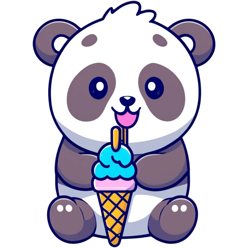 Panda eating ice cream emoji