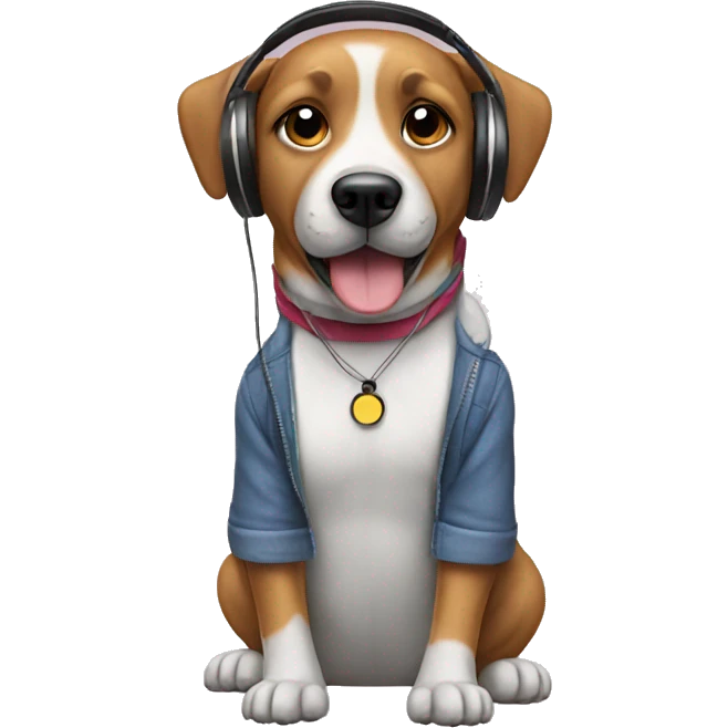 Dog wearing clothes and headphones  emoji