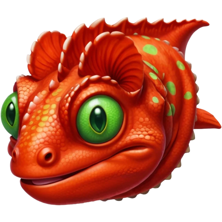 cute red chameleon named Pascale, smiling emoji