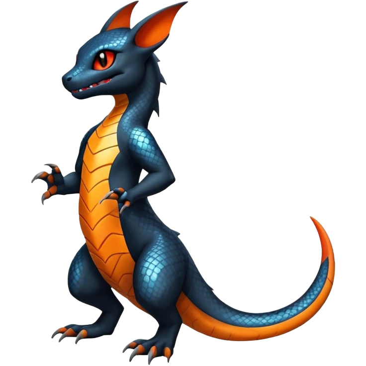 Shiny Salandit-Umbreon-Charmeleon-Fakémon-hybrid-creature (full body)  emoji