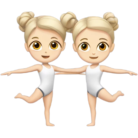 two little white girls doing gymnastics  emoji