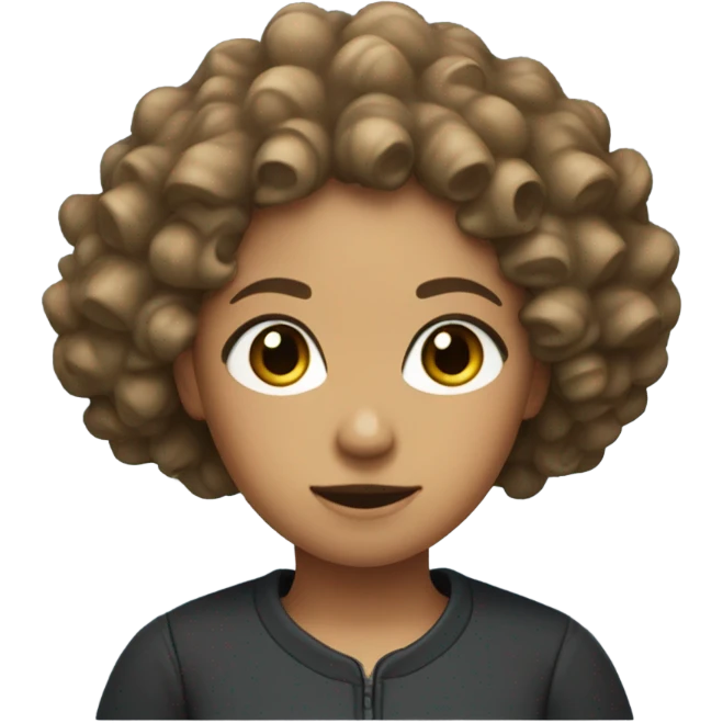 a squid game player thats a girl with curly hair and a little Chinese eyes emoji