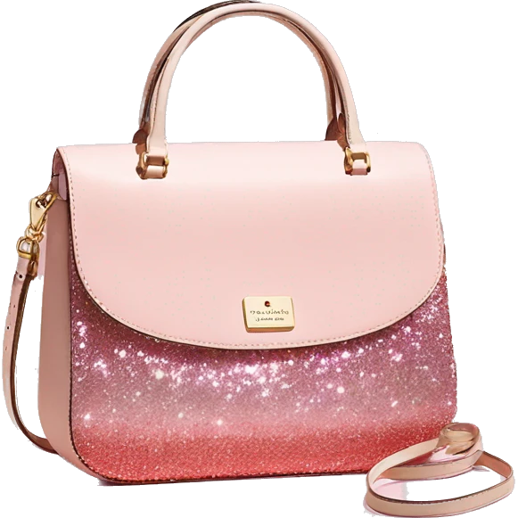Realistic light pink to tan ombre glitter kate spade satchel purse. emoji