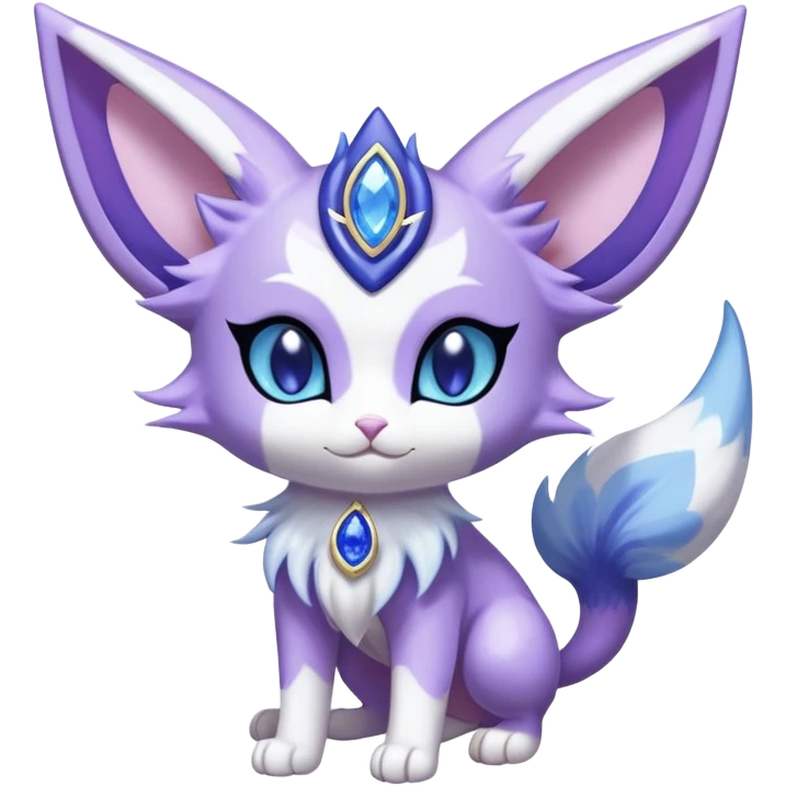Shiny Exotic Cute Adorable Majestic Espeon-Purrloin-Delcatty-Meowstic-Hybrid-Creature with pattern-markings emoji