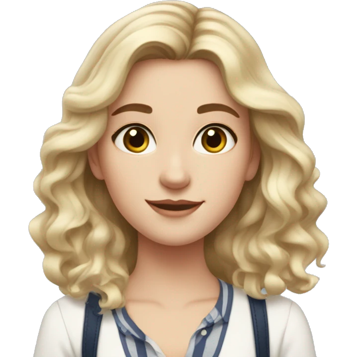 White skin girl, Medium wavy hair, , preppy skincare  emoji