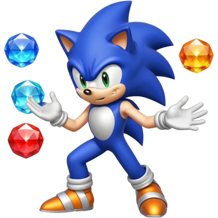 I want Sonic the hedgehog with the 7 chaos emeralds and the Goku aura transformation emoji