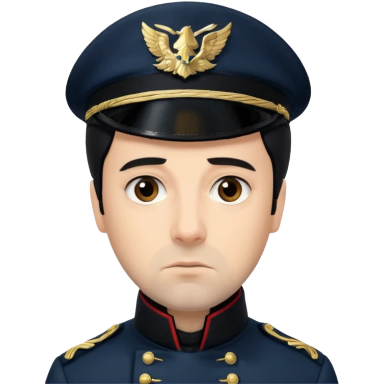 Javert From Les Miserables with light skin, brown eyes, Black Hair, black outfit emoji