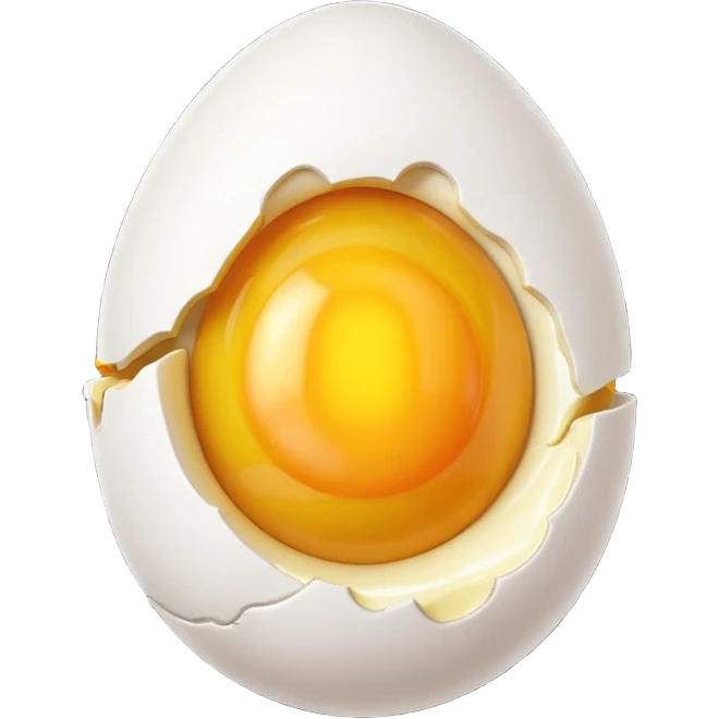 egg object icon, cracked egg with yolk, 3D cartoon, mobile game icon style, clean background, no text, no watermark
 emoji