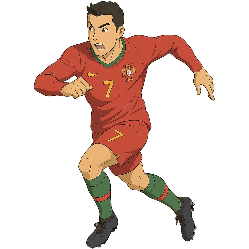 ghibli style Cristiano Ronaldo in dynamic pose emoji