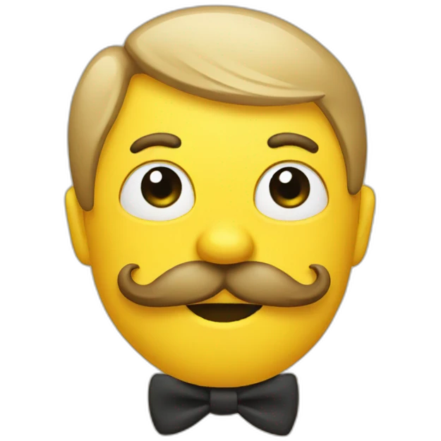 Yellow emoji with french moustache emoji