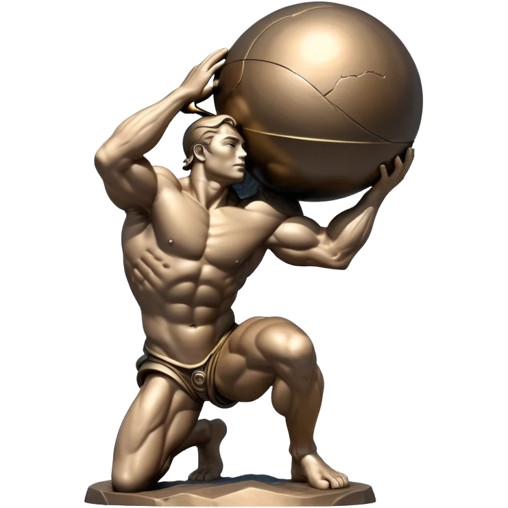sorayama Sisyphus carrying big sphere on his back sculpture emoji