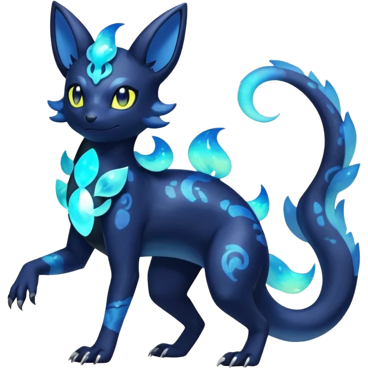 Colorful Iridescent Exotic Nebulae Salandit-Meowstic-Umbreon-Fakémon-hybrid-creature (full body)  emoji