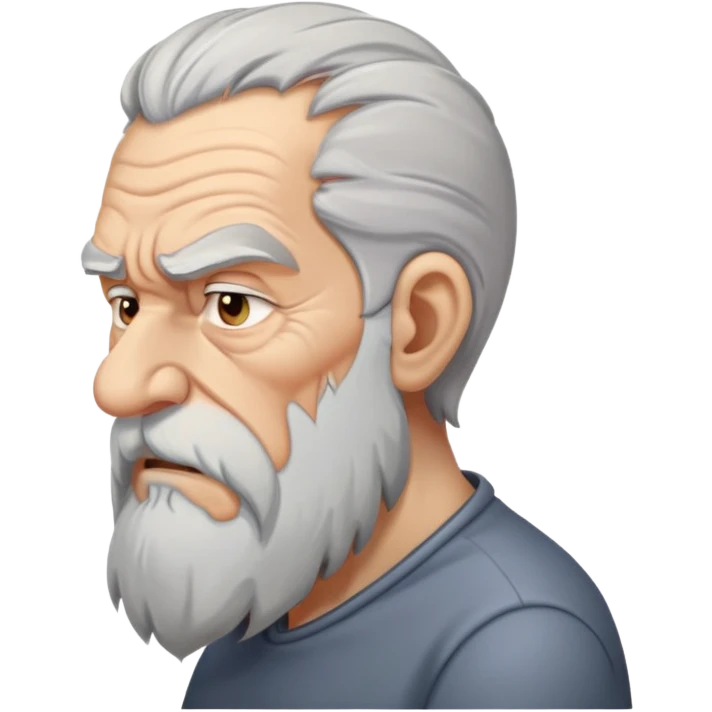 old angry man in profile view with gray hair and long beard emoji