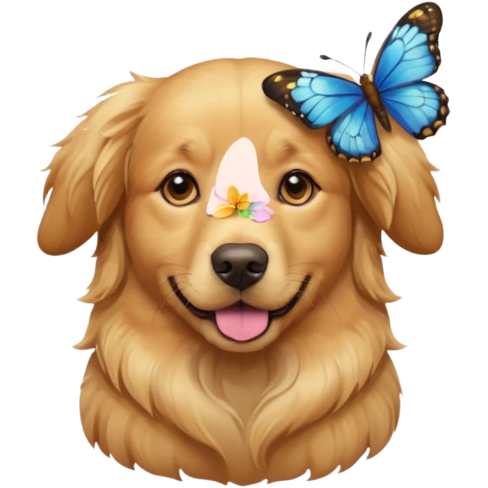 a portrait dog with butterflies emoji