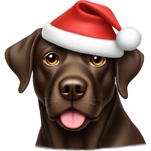 Chocolate lab wearing a Santa hat emoji