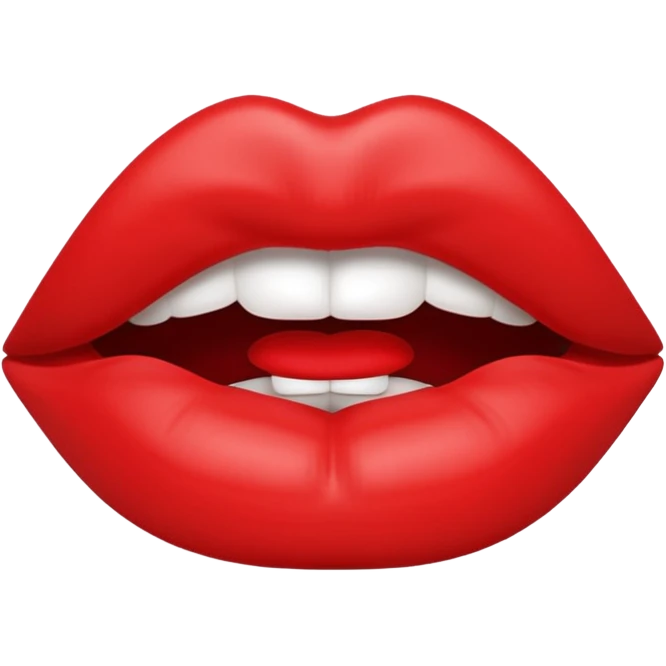 3D rendering, isolated glossy red lips, closed mouth emoji