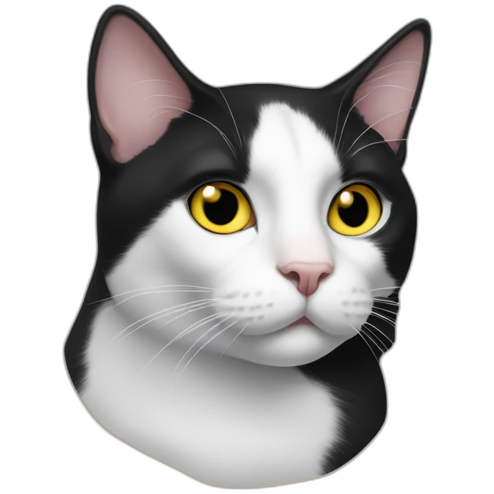 Tuxedo Cat with nose in black and yellow eyes emoji