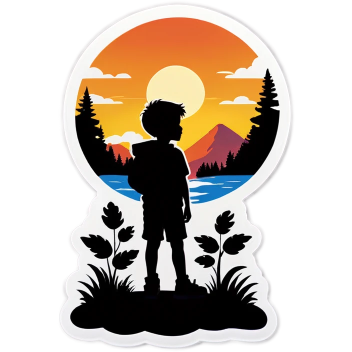 boy in outdoor sunset scene emoji
