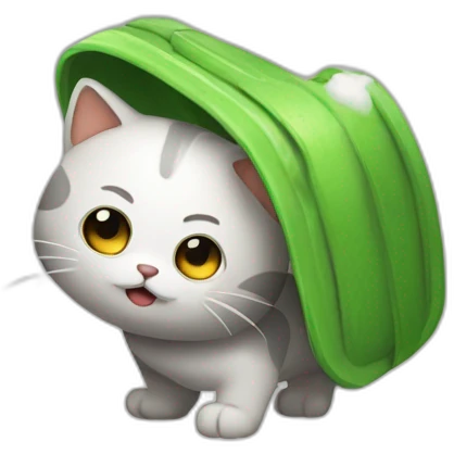 Gato haciendo limpieza emoji