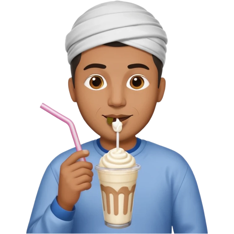muslim man drinking milkshake emoji