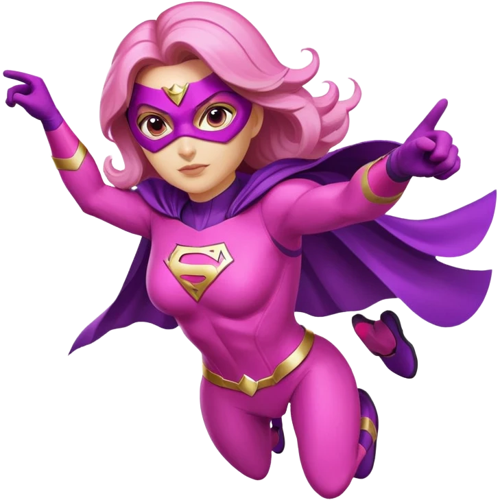 pink violet woman superhero flying emoji